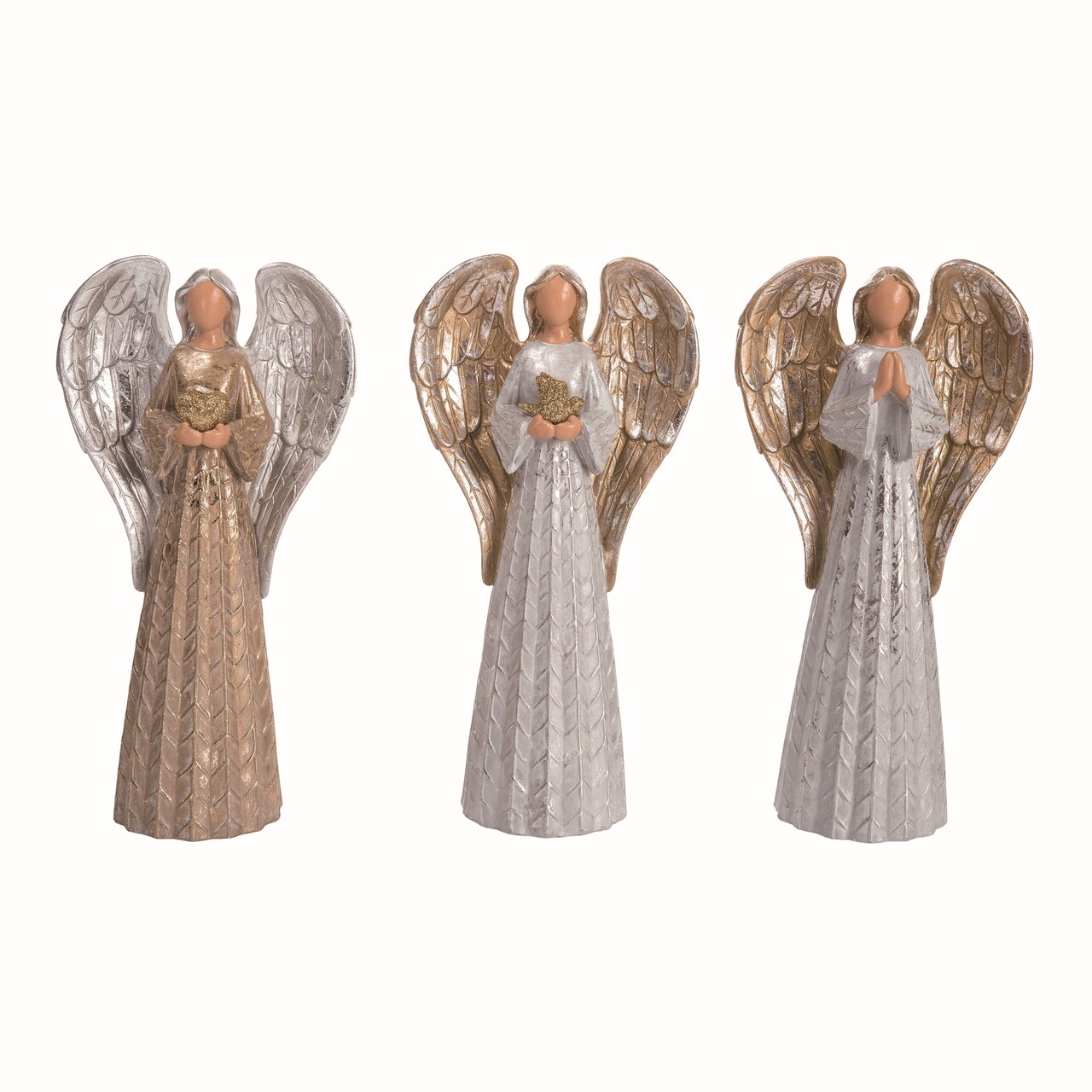 Resin Elegant Angel Figurine Set of 3 Multicolored Decor